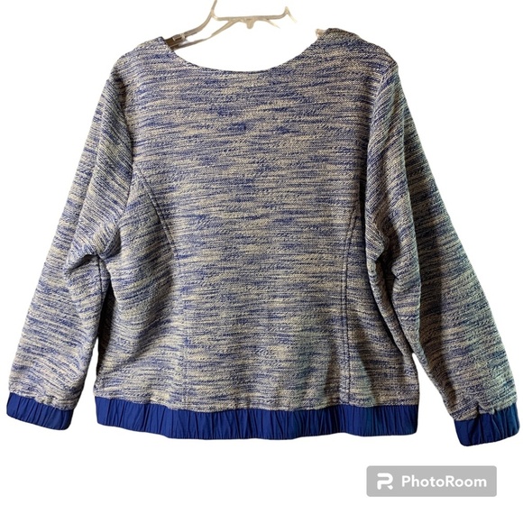 Isaac Mizrahi Live! Womens Size XL Cardigan Blue & White Full Zip Sweater - Picture 2 of 15